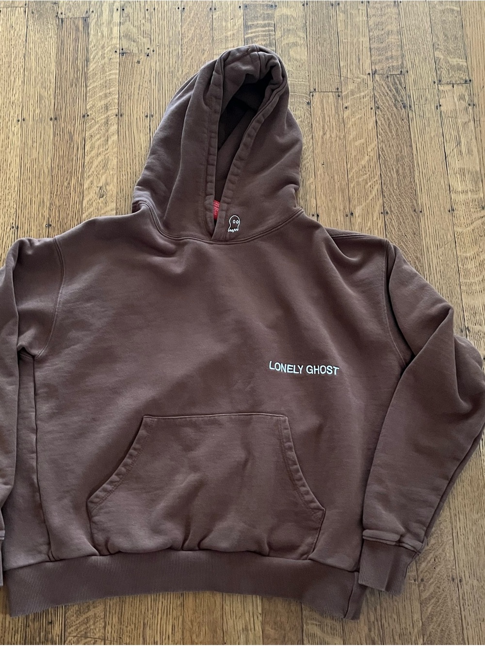 LONELY GHOST Brown Pullover Hoodie with Small Chest Logo